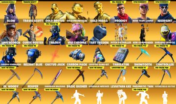 Conta fortnite com Travis Scott, machado Leviathan, Salve mundo fundador e mais