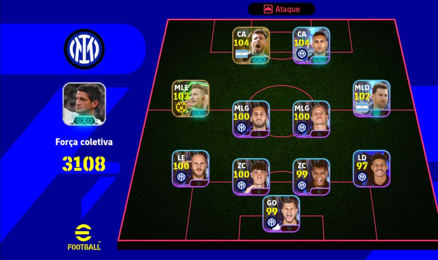 CONTA EFOOTBALL COM PACK DA INTER DE MILÃO | AGUERO | MARCOS REUS