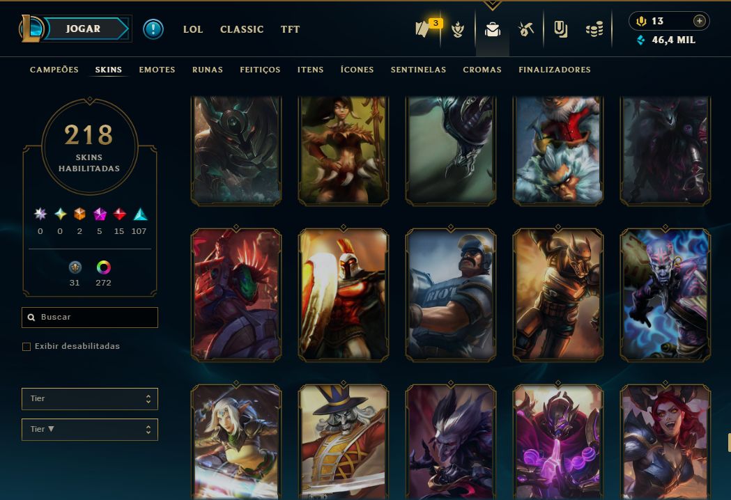 Conta de LOL (diamante II) e Valorant (ouro) - com todos os agentes.