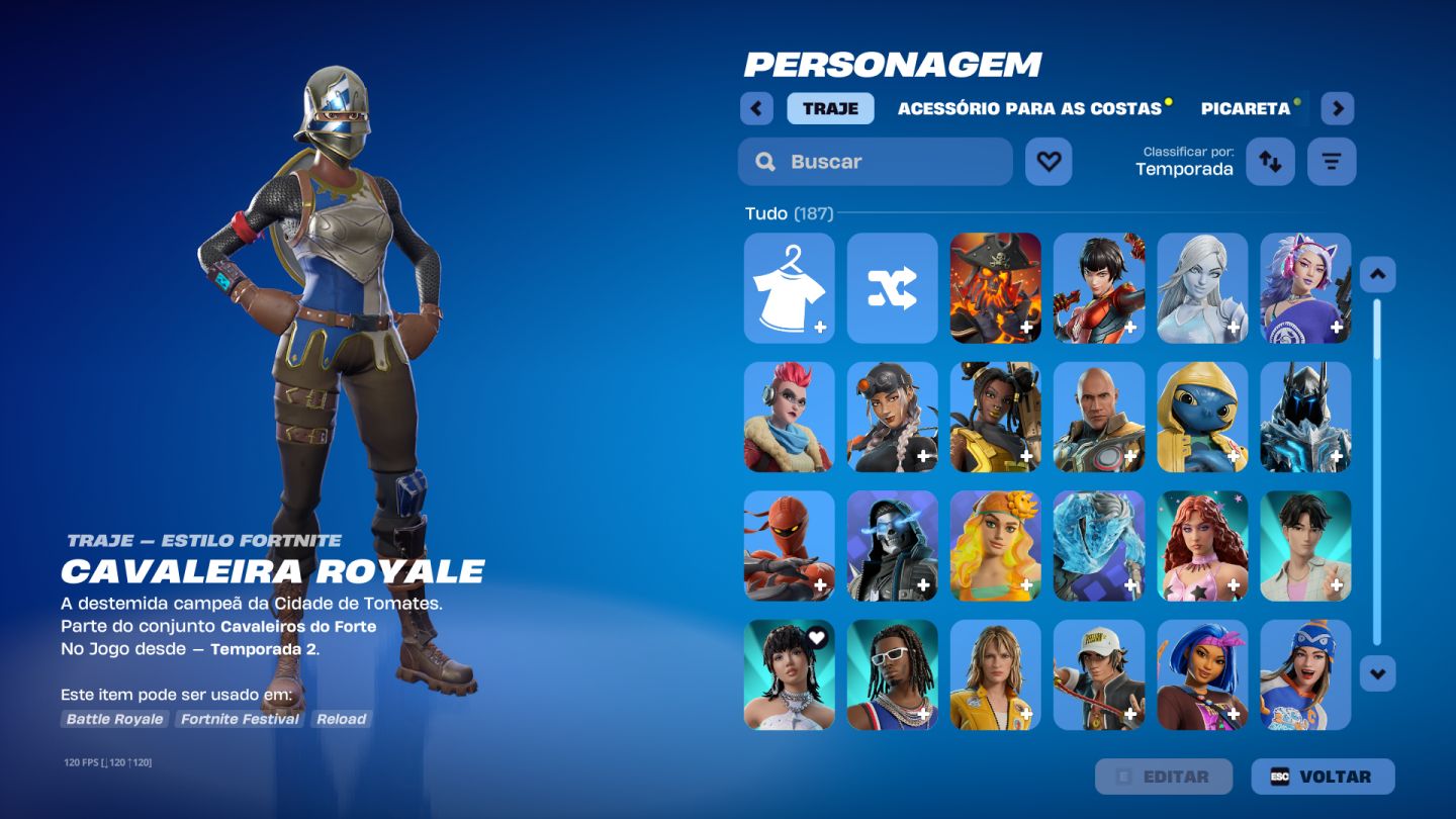 Conta Fortnite 187 skins + Royale Knight + Wingman + Omega