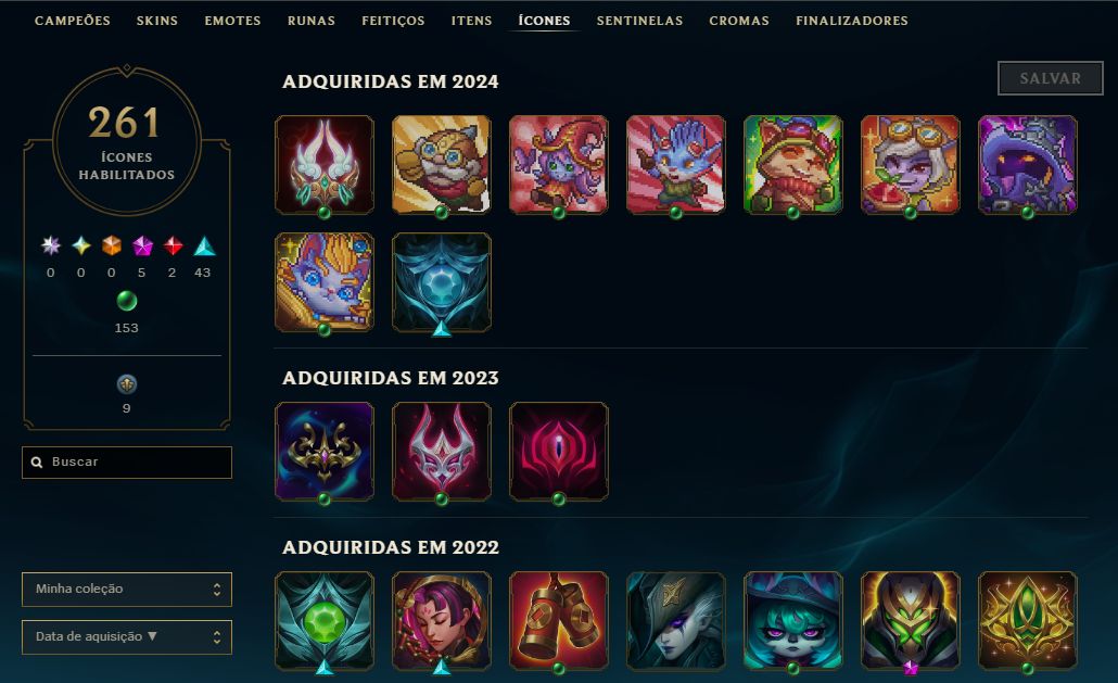 Conta League of Legends LVL 315 - 312 Skins - 167 Campeoes.