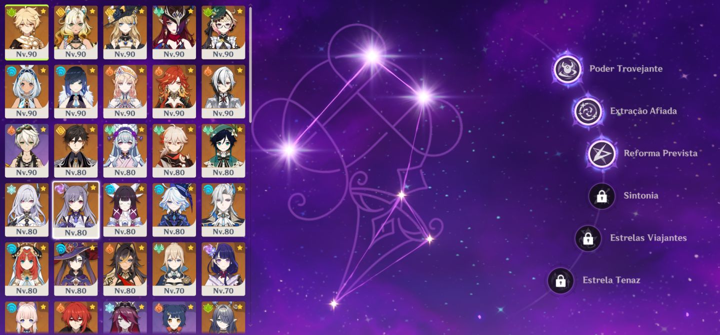 Genshin: conta AR59, com 20 persona T5 limitados e 11 Armas T5