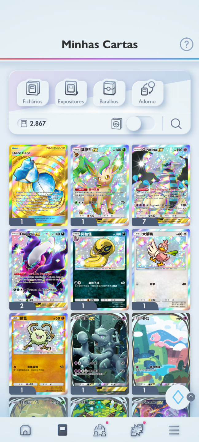 Conta Pokémon TCG - NV 35 com quase 3k cartas, Doce Raro Dourado e muito mais!