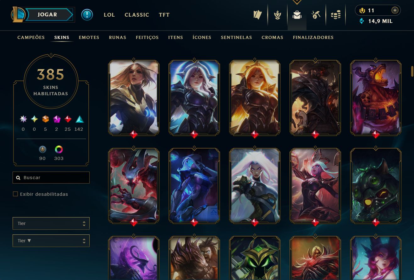 Lvl 498 | 385 Skins | Icones 2012 | Morgana Vitoriosa, Bordas de Skins e Mais..