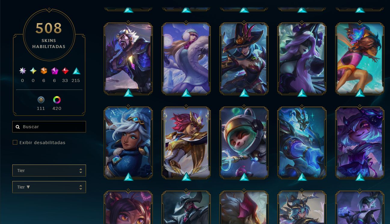 Conta League of Legends MMR MESTRE COM 508 SKINS RARAS