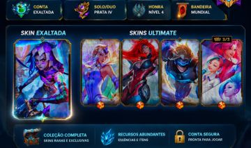 CONTA LOL LVL 294 | JINX EXALTADA (ARCANE) + 4 ULTIMATES | 174 SKINS |