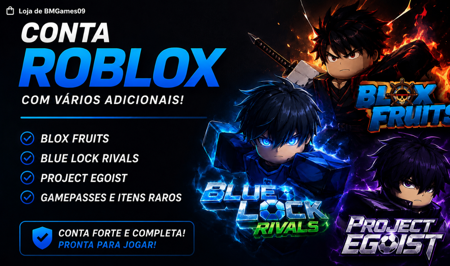 Conta Conta Blox Fruits COM MUITOS ITENS E PASSES