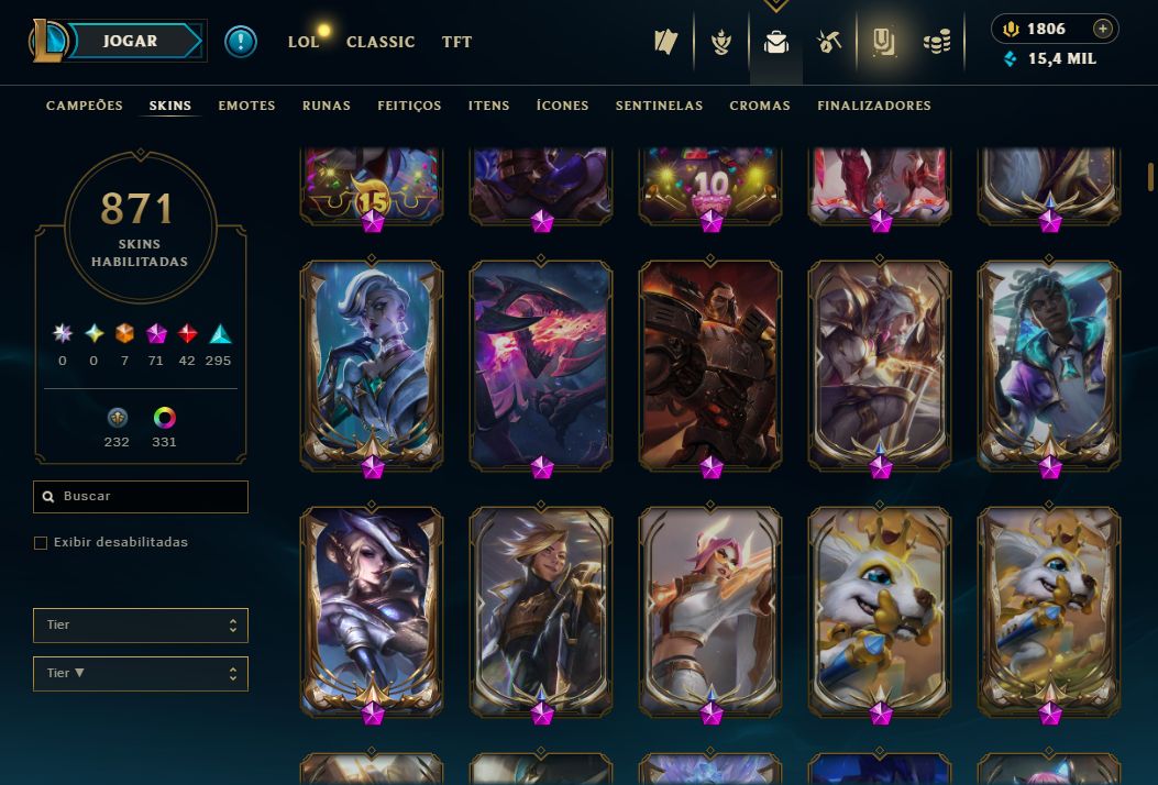 Conta Lol de 2017 / 871 Skins / Nivel 1064 / 777 Icones