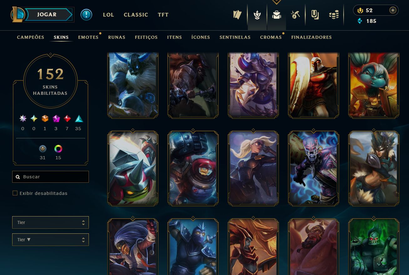 [ACESSO IMEDIATO] 152 Skins 165 Campeões