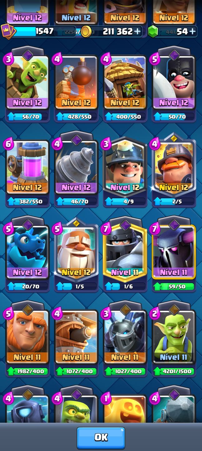CONTA CLASH ROYALE TOP | 10.950 TROFÉUS MÁX. | GRANDE CAMPEÃO | 3 CARTAS NVL 16