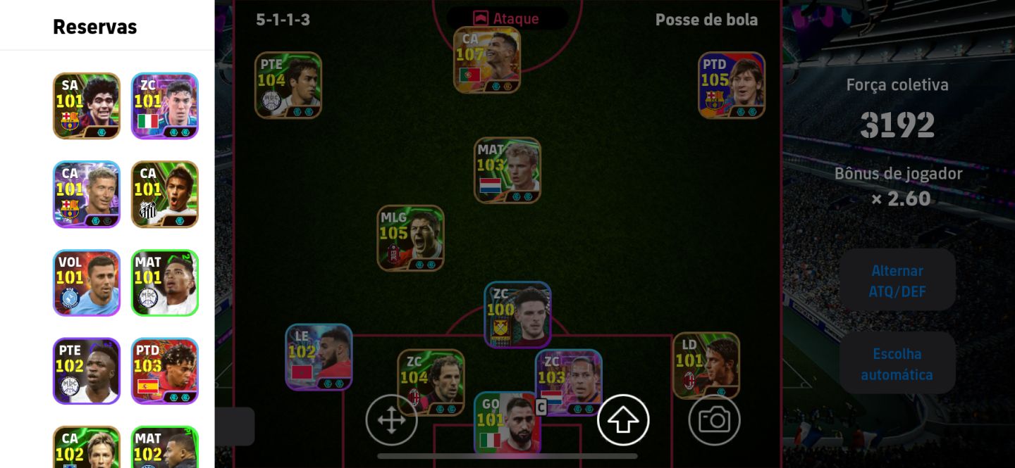 Conta efooball rara Messi cabeludo e ney do Santos e vários jogador top