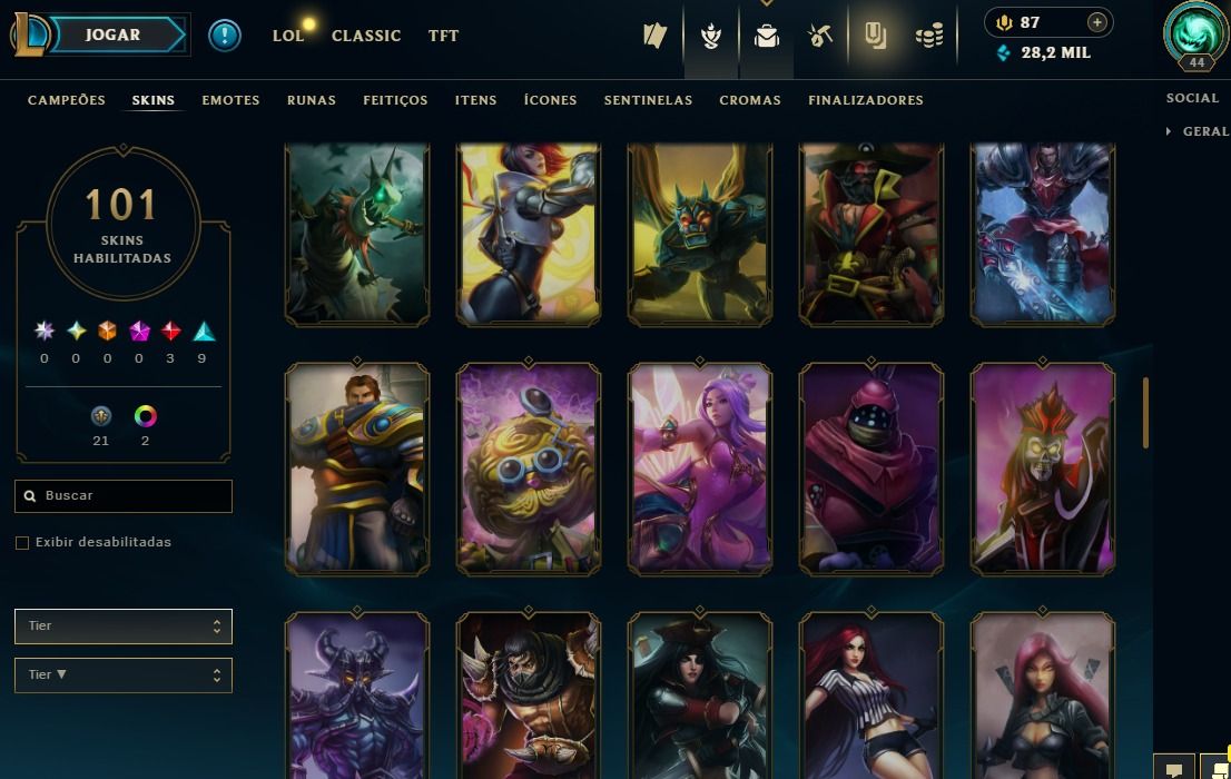 Full Acesso - 101 Skins - 150 Campeões - Level 44 - SEASON 2