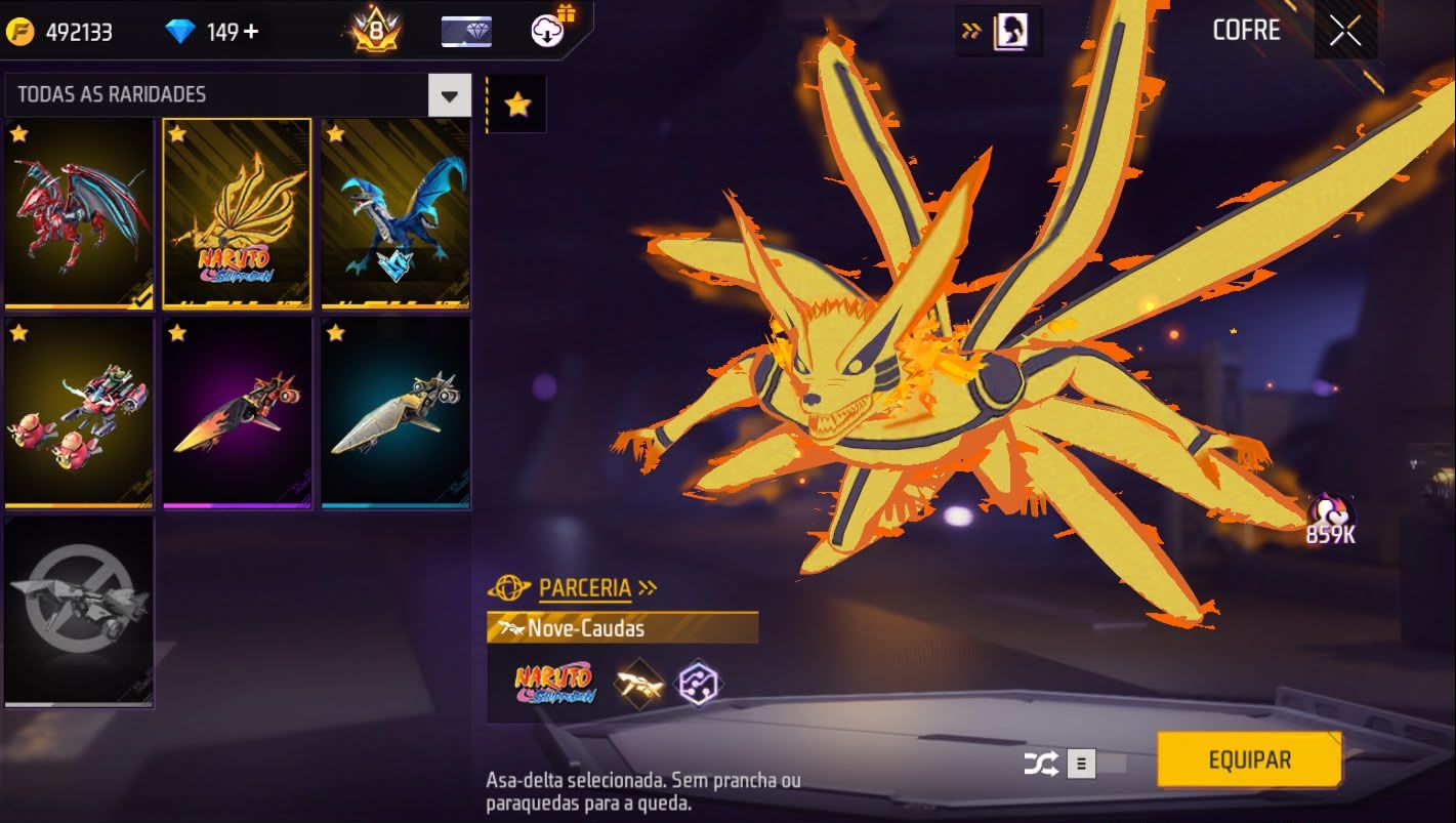 Conta Free Fire Gemada com 7 Angelicais, 10 Evolutivas, Prime 8, 900+ Peitorais