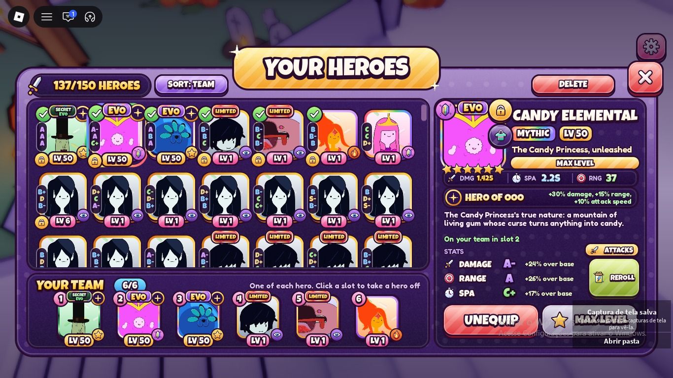 Conta Candy Kingdom Defense com Secreto e gamepass