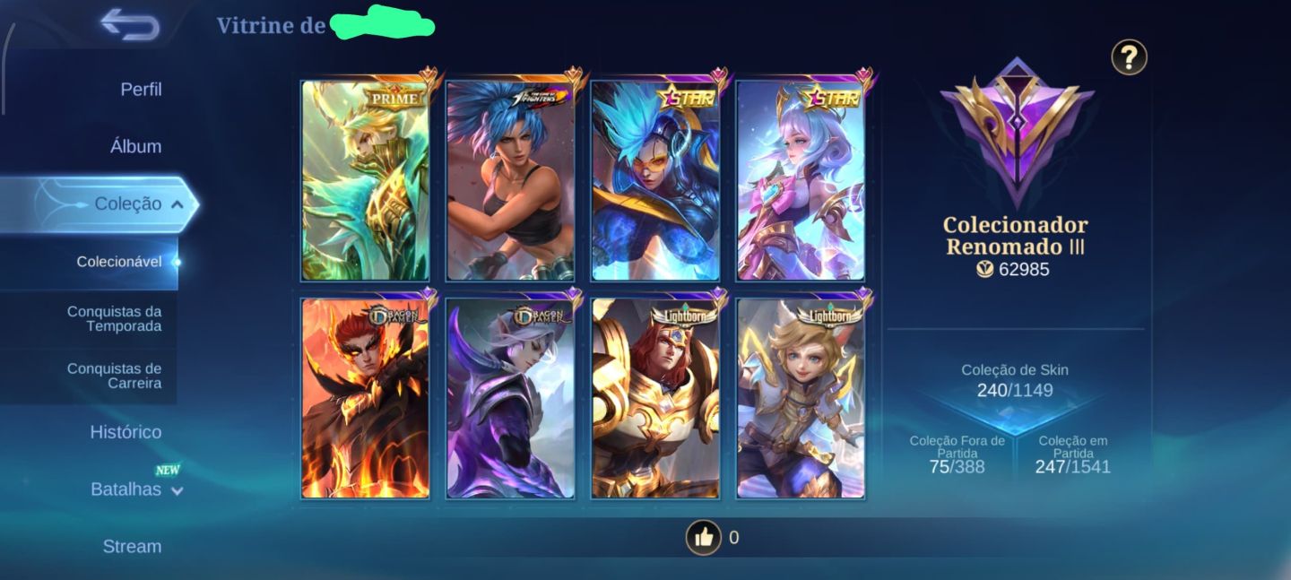 Conta MLBB para iniciantes com Granger prime E 238 skins