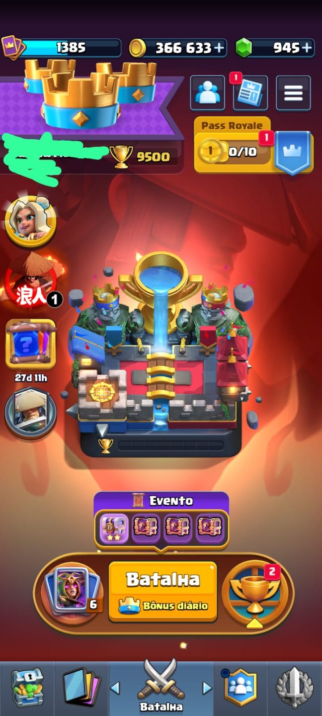CONTA CLASH ROYALE 9500 TROFÉUS