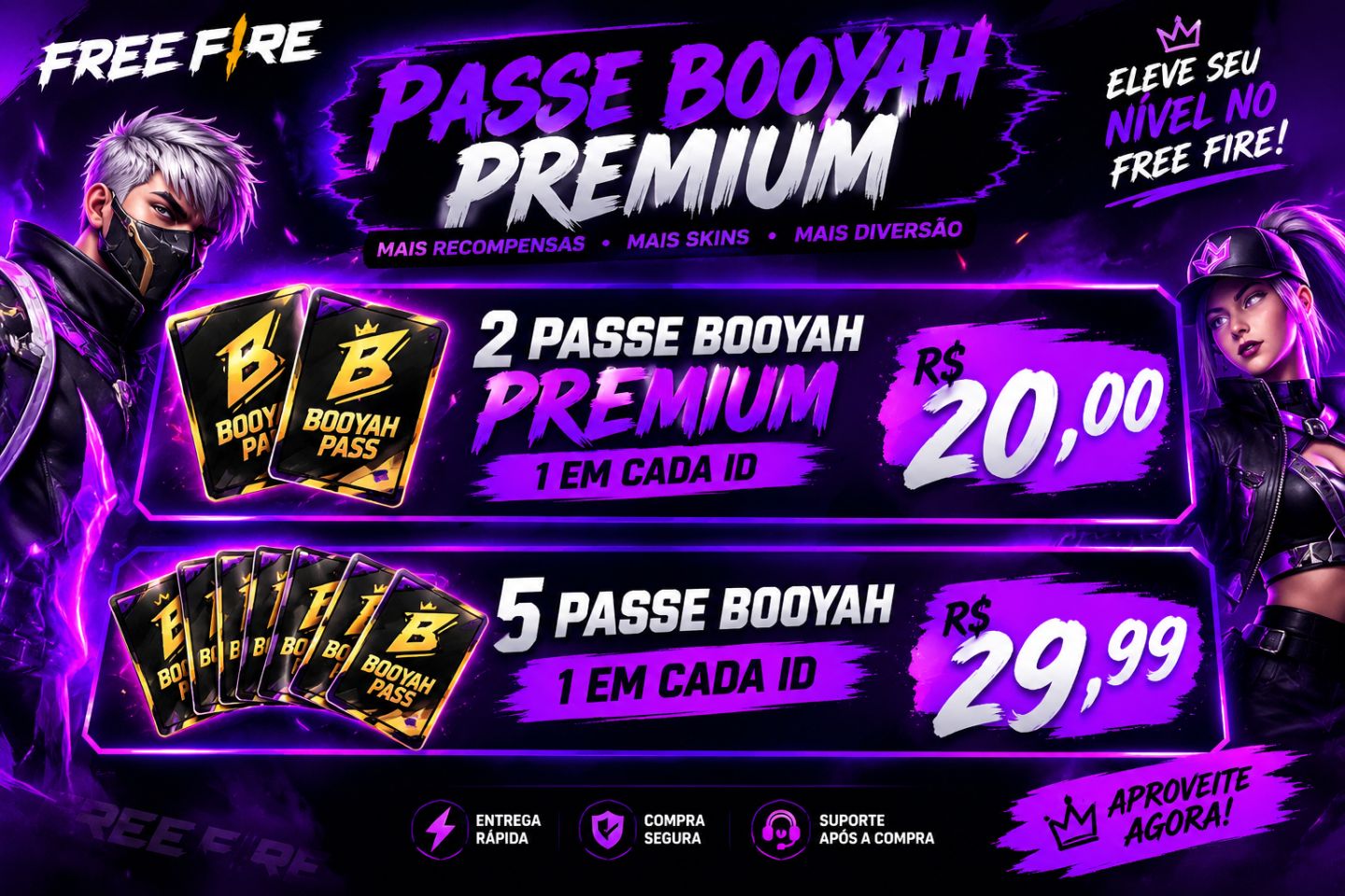 [MAIS VENDIDO] PASSE BOOYAH PREMIUM FREE FIRE NÃO PRECISA ADICIONAR! Atualizando