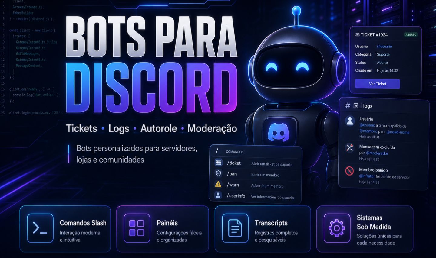 (MELHOR PREÇO) Criação de Bot para Discord Personalizado