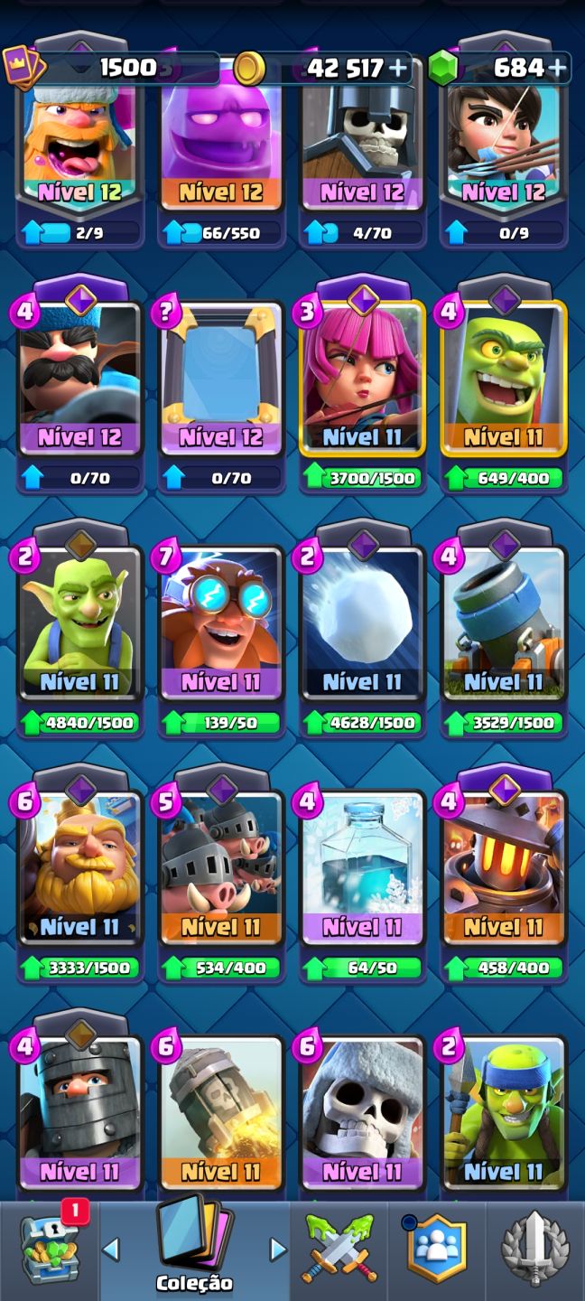 Conta de clash royale top 9533 Troféus 123/124 cards