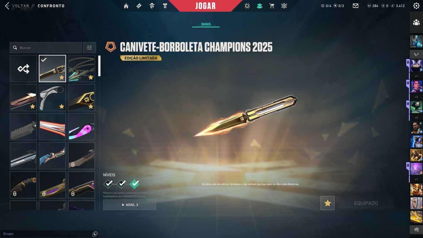 Conta de valorant com pacote champions 24 e 25, com mais de 4k gasto