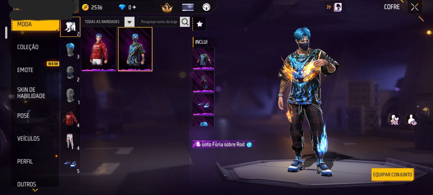 CONTA COM FURIA SOBRE RODAS + AGUIA RUBLIA + ASA DELTA NOVE CALDA + EMOTE NARUTO