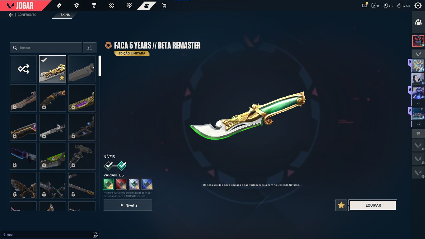 Conta valorant lvl 173 elo diamante 1
