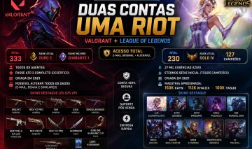 COMBO VALORANT + LOL | LUX ELEMENTALISTA | ARAXYS RGX ONI GAIA + | CONTA RIOT BR