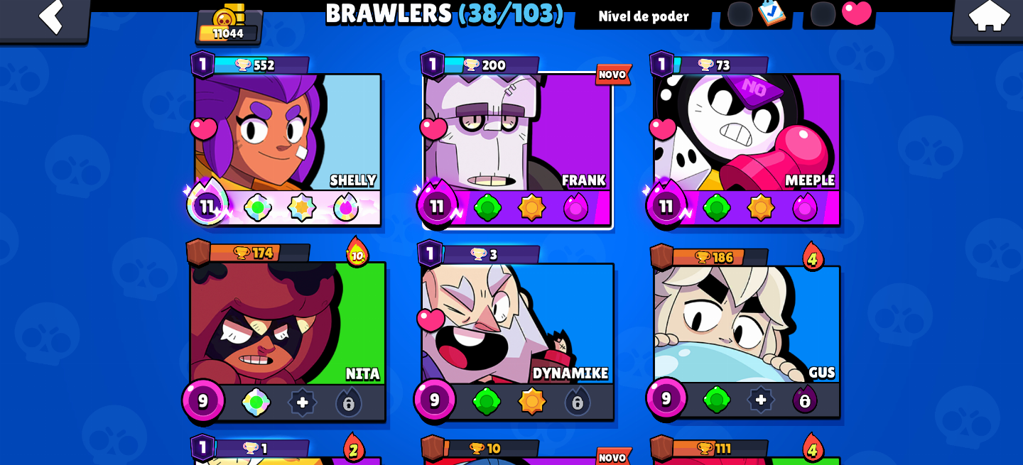 Conta com: 10k troféus 8000 de coins 4500 de bings com 32 Brawlers rank: dima