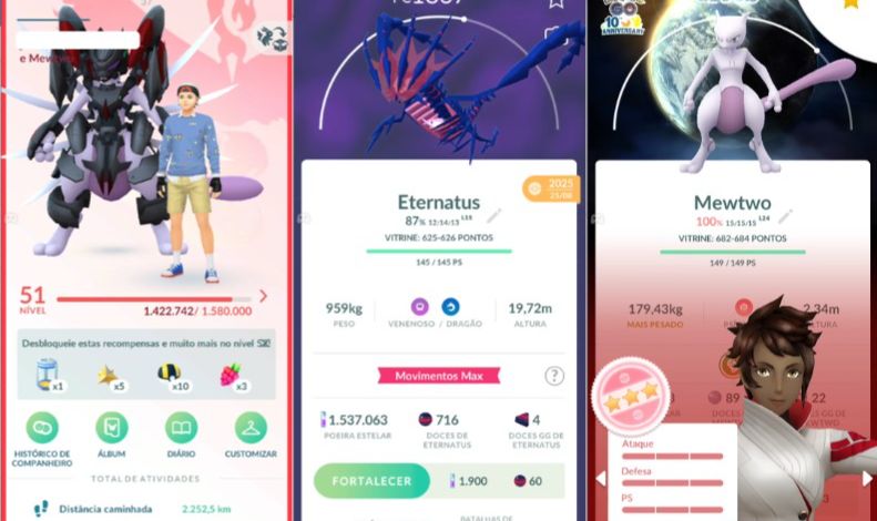 CONTA POKEMON GO LEVEL 51 | 52 LENDARIO | 78 BRILHANTE | ETERNATUS | ANO 2025