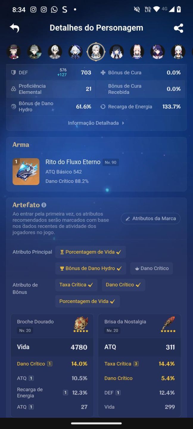 Conta Genshin AR 60 | Arlecchino, Furina e Neuvillette entre outros END GAME