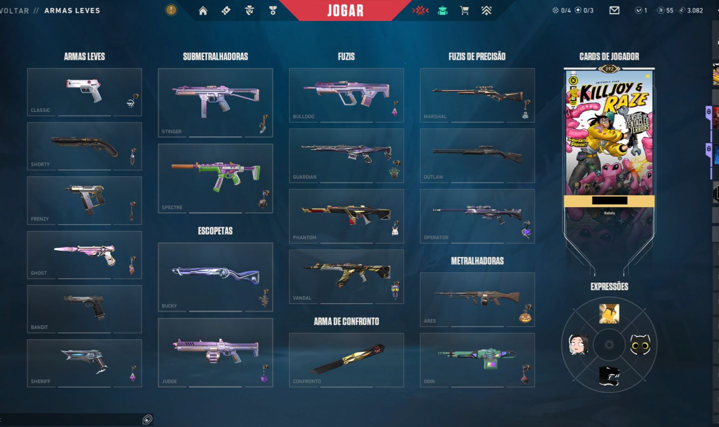 Conta Valorant com mais de 10K em skins. Champions 22/23/24/25, VCT, Arcane.