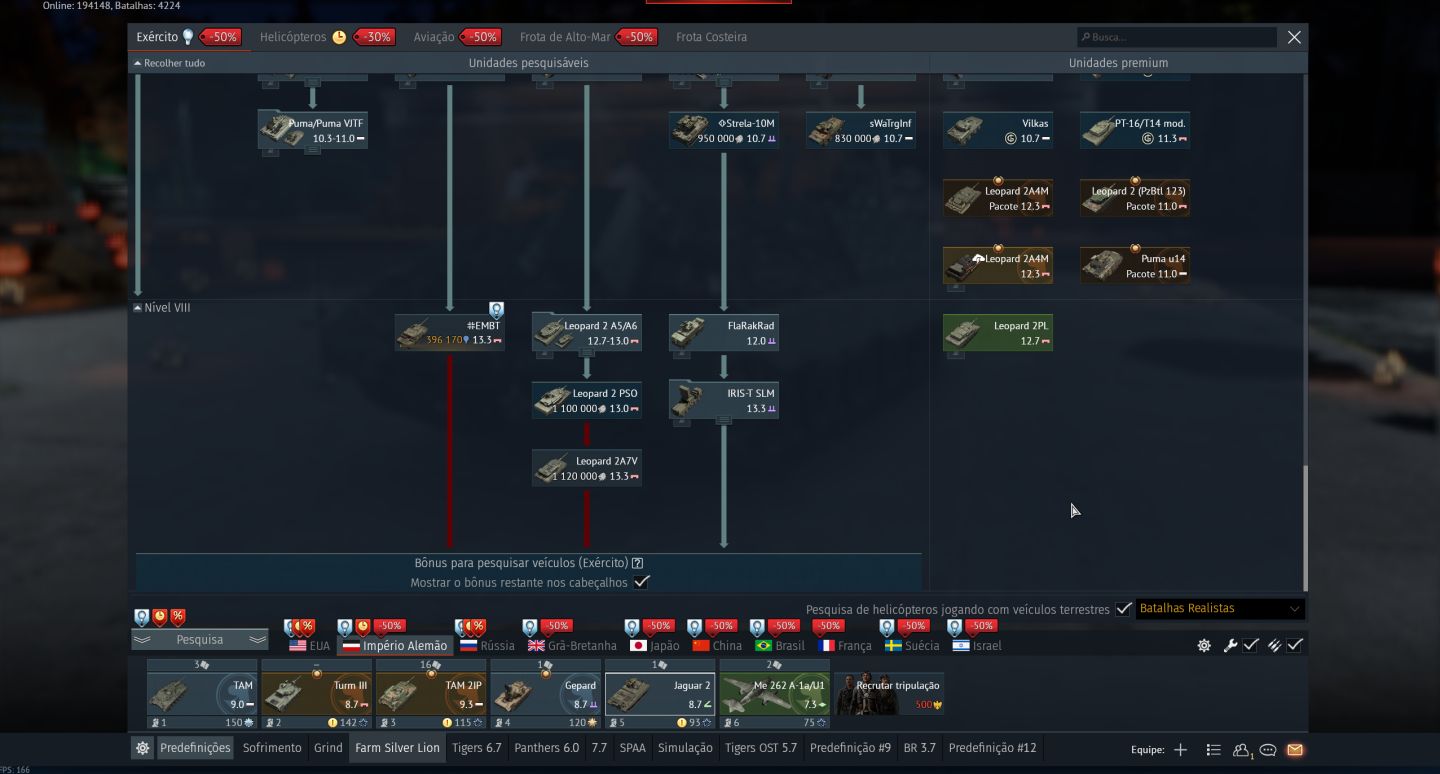 Conta Warthunder - Top Tier - Diversos veiculos Premium - Veiculos raros -