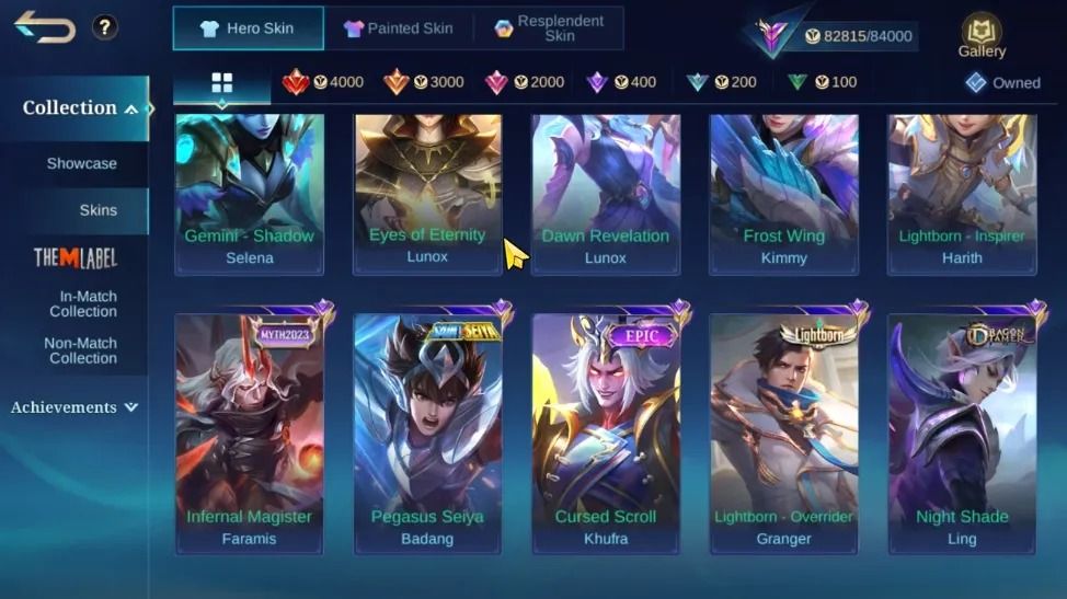 344 SKINS - 4 ZODIAC - FULL HEROIS E EMBLEMAS