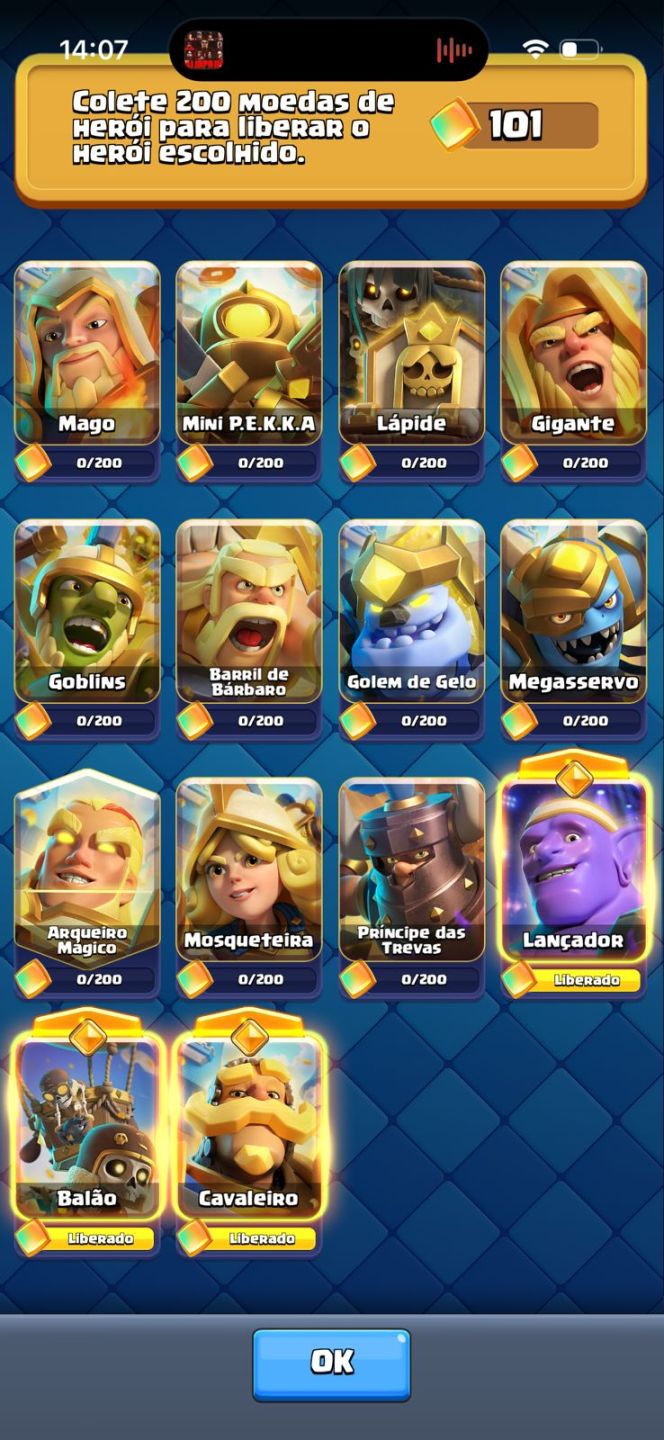 CONTA CLASH ROYALE, 14000 TROFEUS, 17 EVOLUÇÕES, 9 CARTAS ELITE(16) REI16 9 ANOS