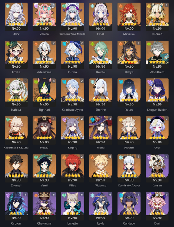 AR 60-/NAHIDA C6/ARLE C2/FURINA C2/Xilon c2/Skirk-rec de senha pode ser alterado
