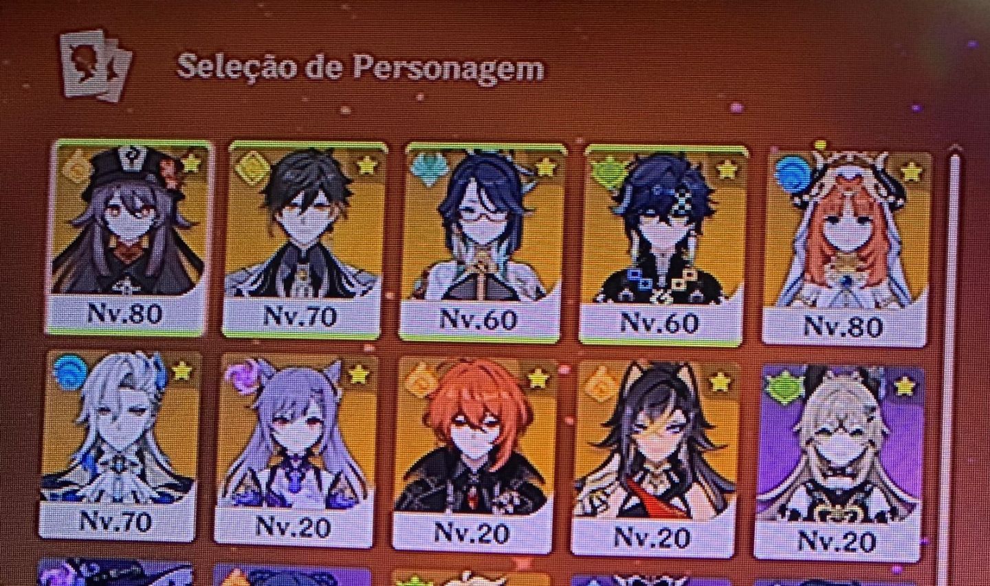 Conta de genshin com 6 t5 limitados +bis+c1(da hutao)