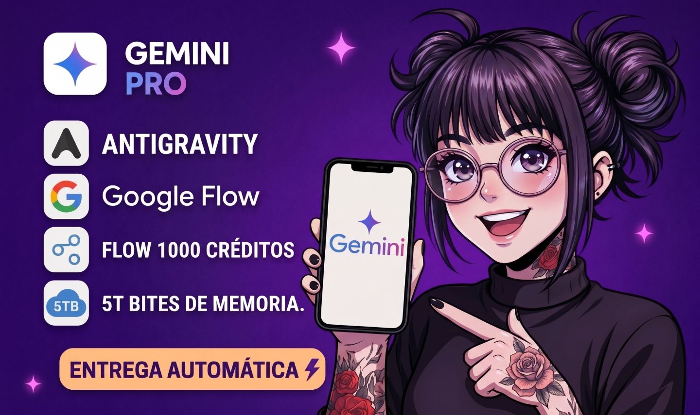 GEMINI PRO, FLOW, ANTIGRAVITY - ENTREGA AUTOMÁTICA