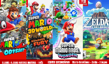 [Aluguel] Conta: Coletânea Mario + Zelda + 3 Jogos Bônus