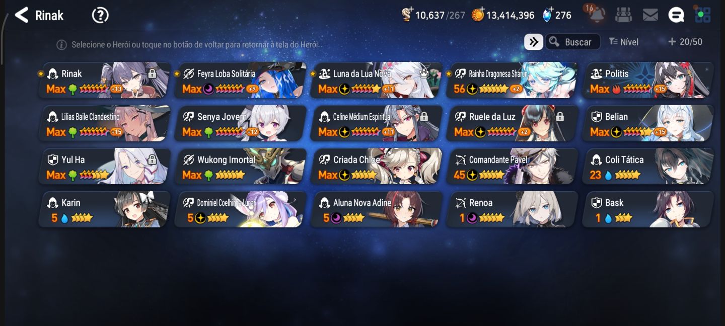 Conta epic seven com Rinak, Luna ML e muito mais!