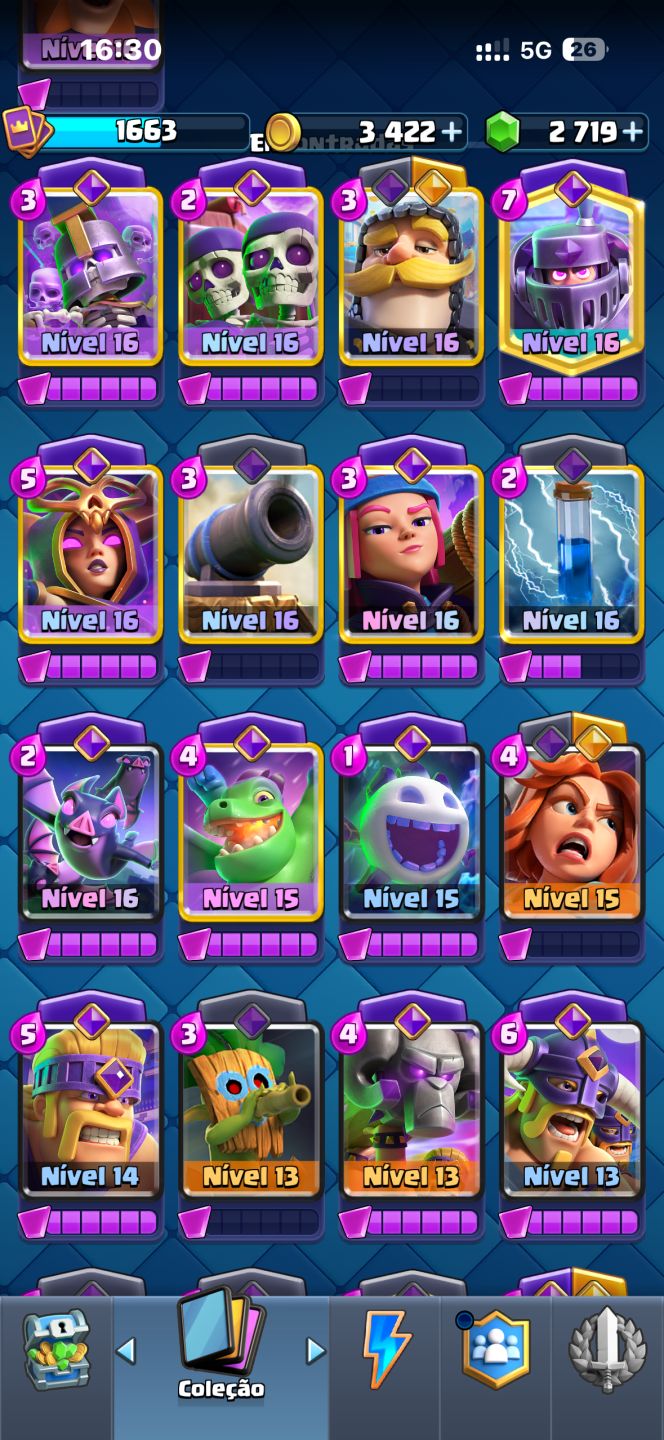 Conta Clash royale 13.5k trofeus com varias cartas lvl 16