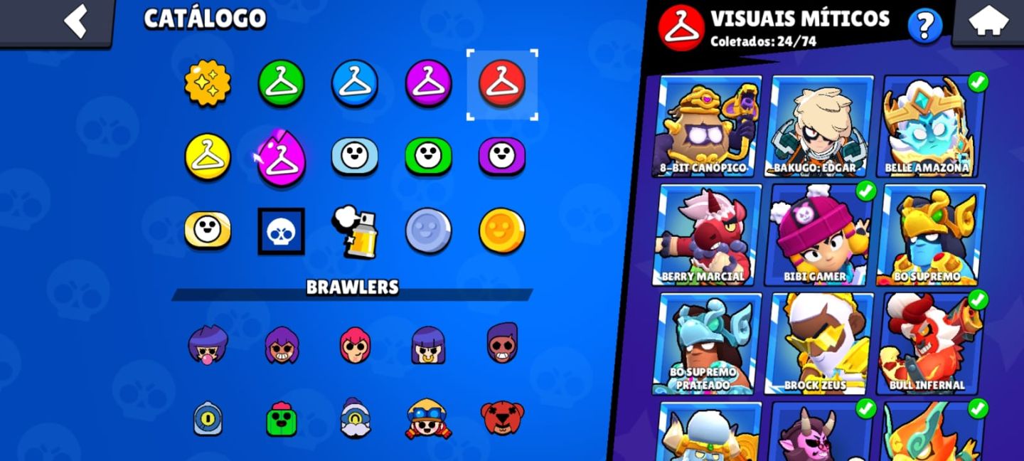 CONTA BRAWL STARS DE 7 ANOS com 421 SKINS,BRAWLERS MAXIMIZADOS 123K+ DE TROFÉUS