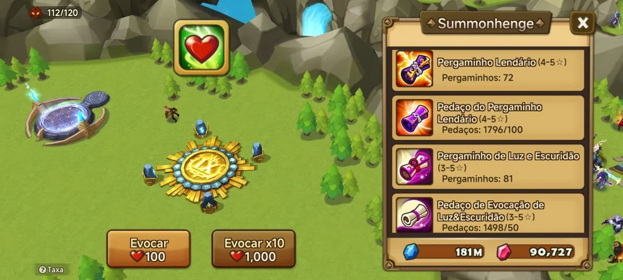 Conta Sumoners WARS 90k de diamantes + de 1Mil pergaminhos para sumons