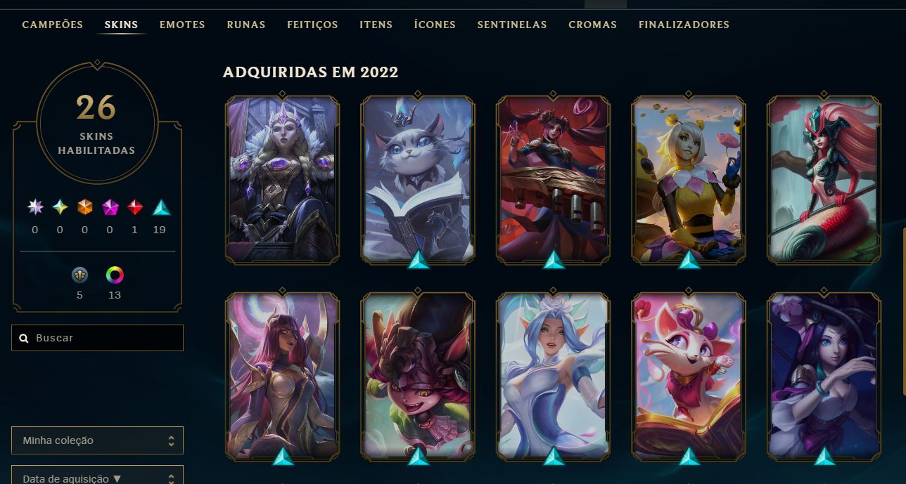 Conta Pell Lol /MMR mestre /36 champs / 26 skins / 80 icones / 25K EA