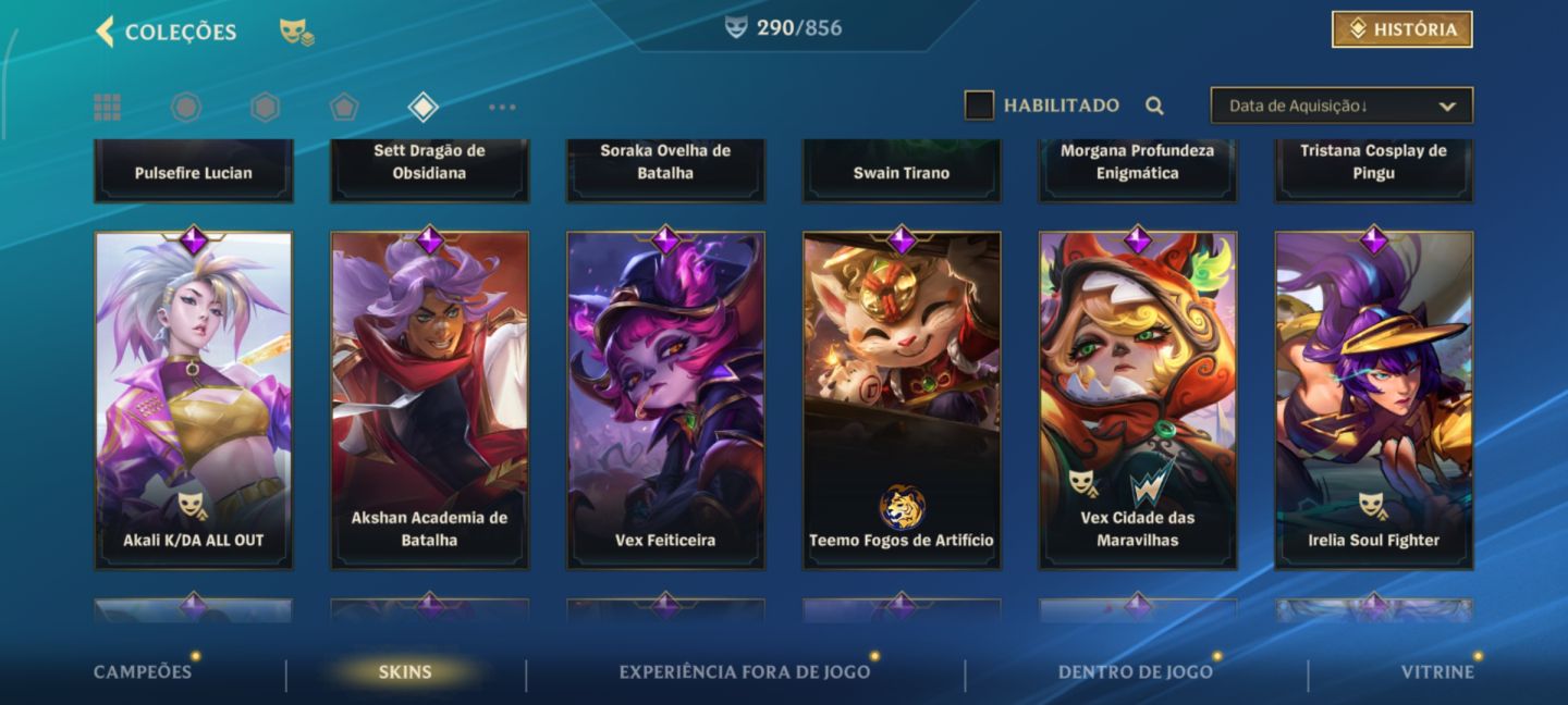 Conta Wild Rift Focada em ADCs 290 skins