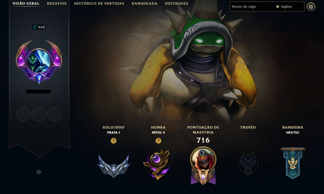 CONTA LOL 2012 | 477 SKINS | RAMMUS REI | COLECIONADOR