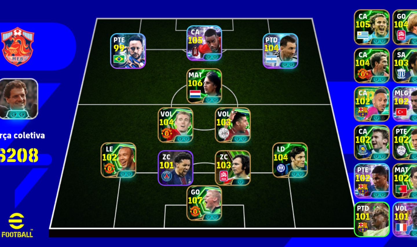 SCHMEICHEL 107 + CRUYFF 106 + FORLÁN 105 | FORÇA 3210 | CAPELLO + NEYMAR SANTOS