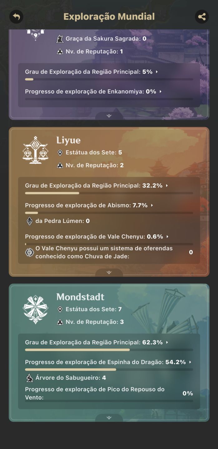 Conta de Genshin AR42 + HUTAO + KAZUHA + ZHONGLI + MIZUKI