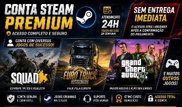 CONTA STEAM COM SQUAD, EURO TRUCK SIMULATOR 2, GTA 5+CONTA ROCKSTAR