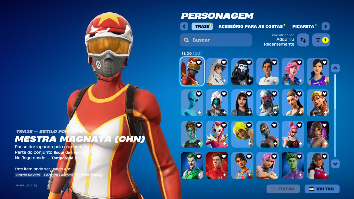 CONTA FORTNITE RARA , PASSE SEASON 4, 377 SKINS, VARIOS PACKS ETC,