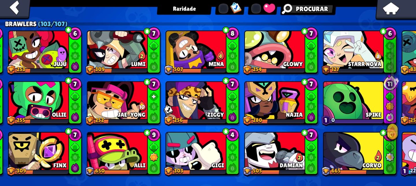 Brawl Stars 50K | 103 Brawlers | 240 SKINS | 13 Lendários | 54 Hipercargas